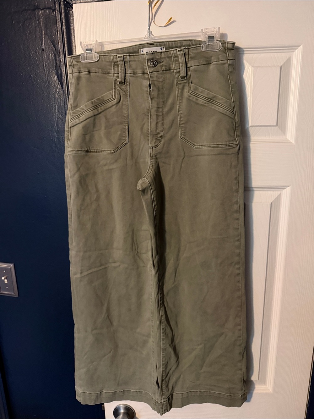 PAIGE Anessa Olive Green Wide Leg Jeans